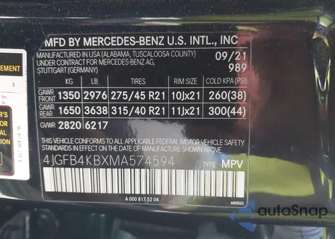 2021 Mercedes-Benz Gle 350 4Matic z USA, uszkodzony, nr VIN 4JGFB4KBXMA574594